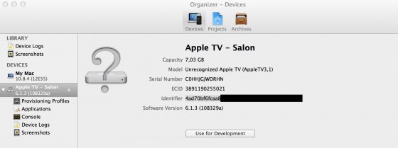 Apple TV UDID Xcode
