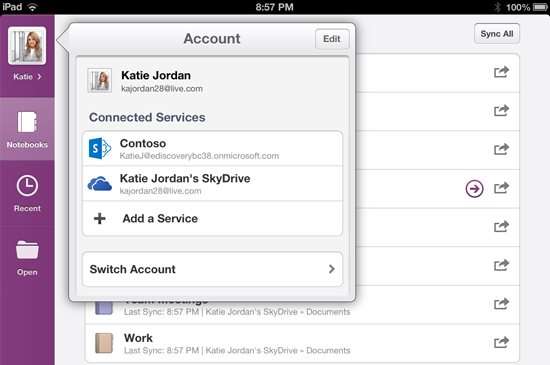 SkyDrive na OneNote dla iPada