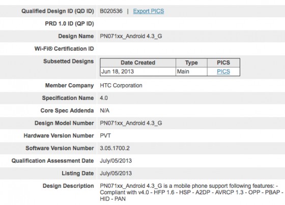 Android 4.3 na stronie Bluetooth SIG