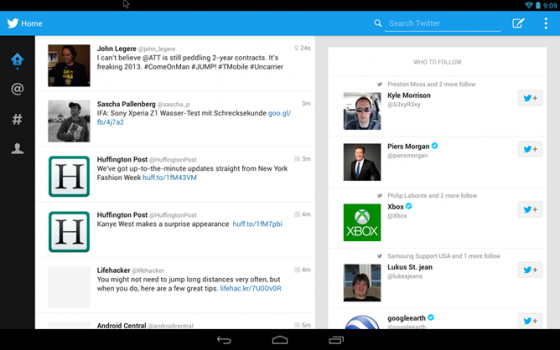 Twitter na tablety z Androidem
