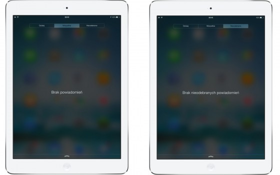 iOS 7.1 beta - centrum powiadomień