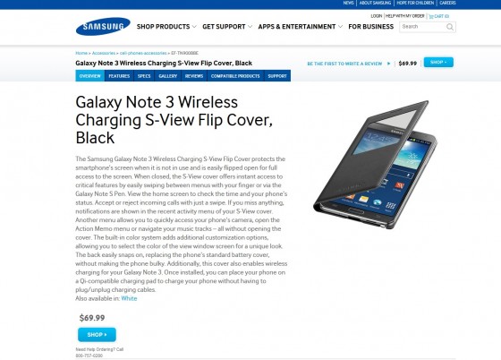 Galaxy Note 3 Wirelles Charging S-View Flip Cover