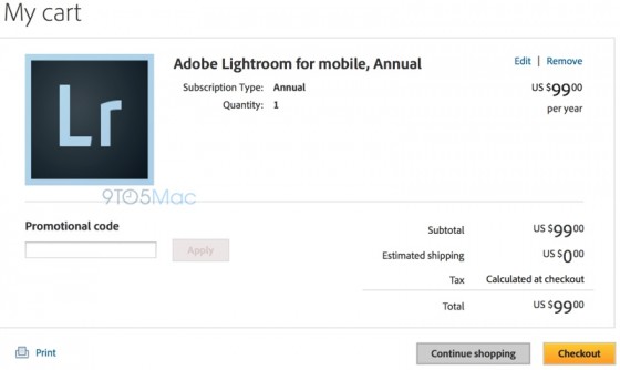 Adobe Lightroom na iPada