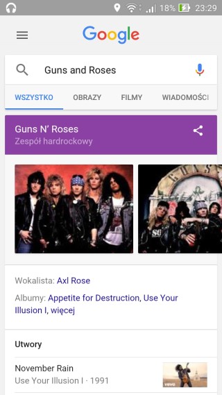 Przy następnych pytaniach typu: "Kto jest wokalistą", Google samo dopisze sobie nazwę zespołu