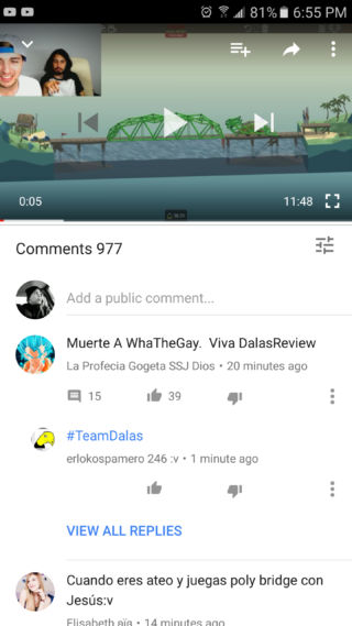 YouTube komentarze
