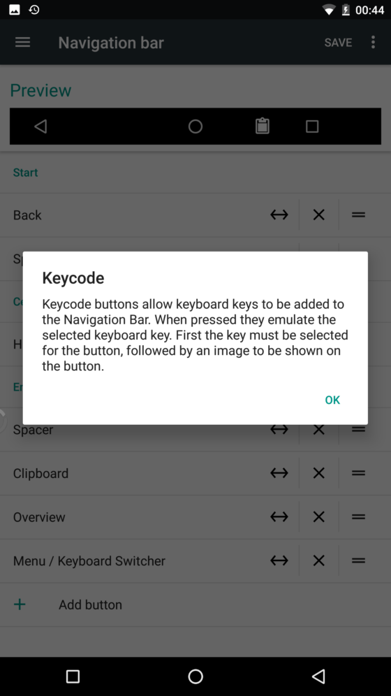 Android 7.0 Nougat pasek nawigacji
