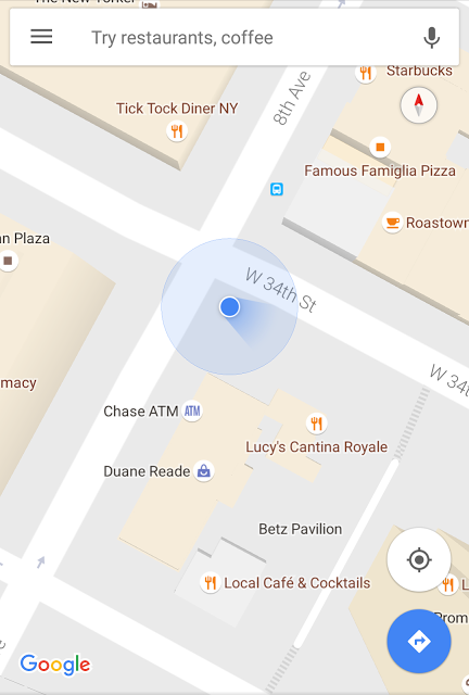 Mapy Google nowy wskaźnik lokalizacji kompas