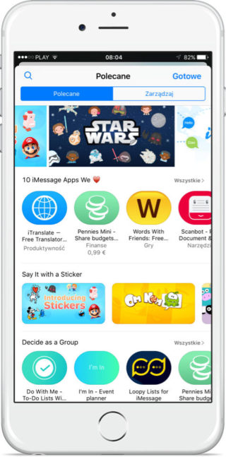 iMessage App Store aplikacje Wiadomości