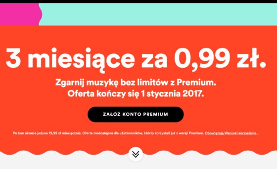 Spotify Premium promocja 99 groszy