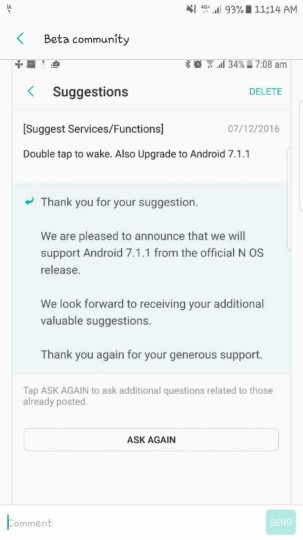 Android 7.1.1 Nougat Samsung experience Samsung Galaxy S7 edge