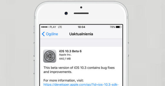Apple iOS 10.3 beta 6