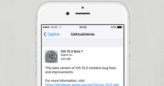Apple iOS 10.3 beta 7