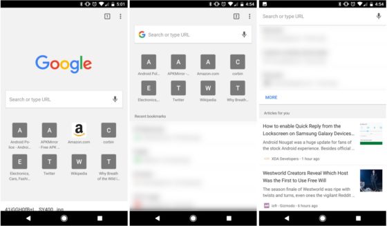 Google Chrome 59 Dev Android nowa karta