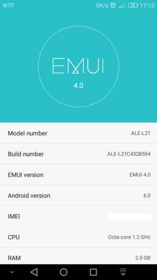 Huawei P8 Lite ALE-L21C432B594 marcowe poprawki bezpieczeństwa Android OTA