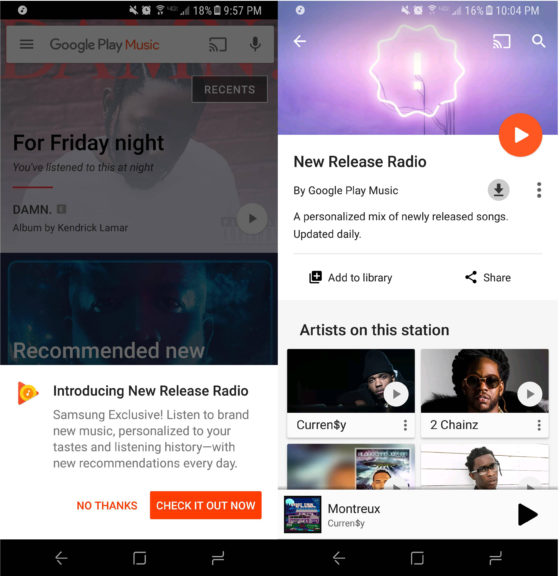Samsung Galaxy S8 Muzyka Google Play New Release Radio