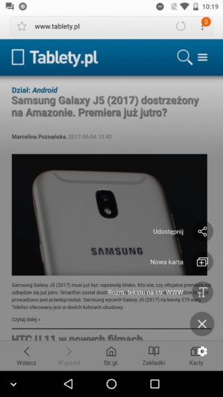 Przeglądarka Samsung Internet browser