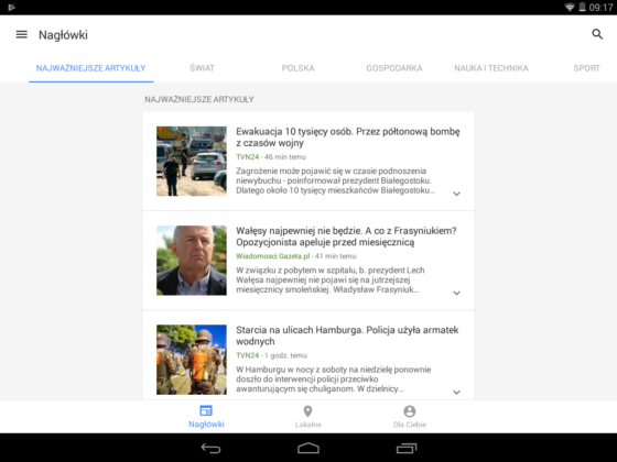 Wiadomości i Pogoda Google 3.3 Android