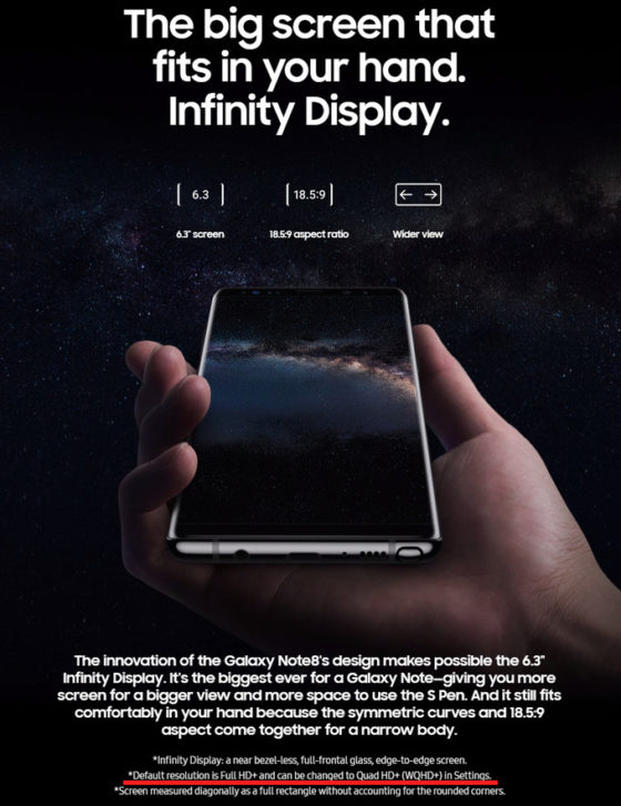 Samsung Galaxy Note 8 ekran Full HD+