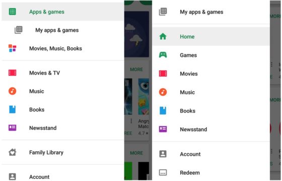 Sklep Play Google Android nowe menu