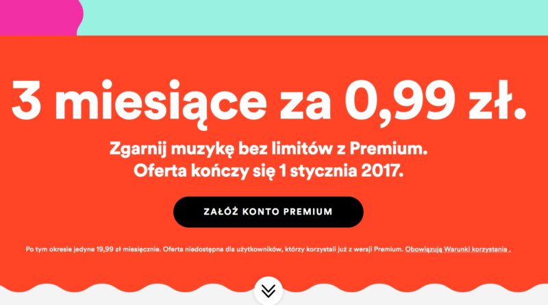 Spotify Premium promocja 99 groszy
