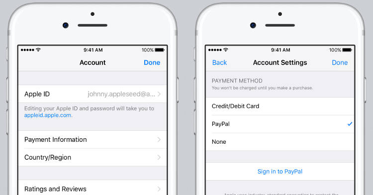 Apple ID PayPal iTunes Store