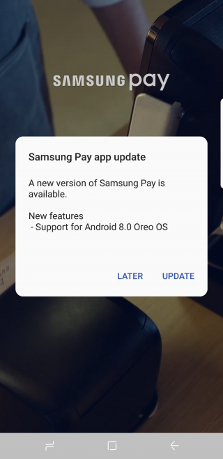 Samsung Pay aktualizacja Android 8.0 Oreo