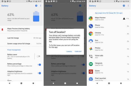 Google Android 8.1 Oreo aplikacje zużycie baterii