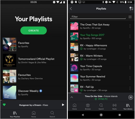 Spotify nowy wygląd aplikacja Android