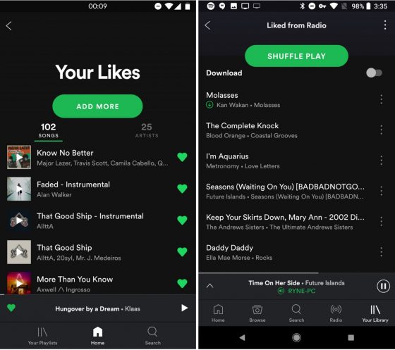 Spotify nowy wygląd aplikacja Android