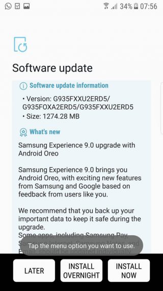 Samsung Galaxy S7 edge aktualizacja Android 8.0 Oreo