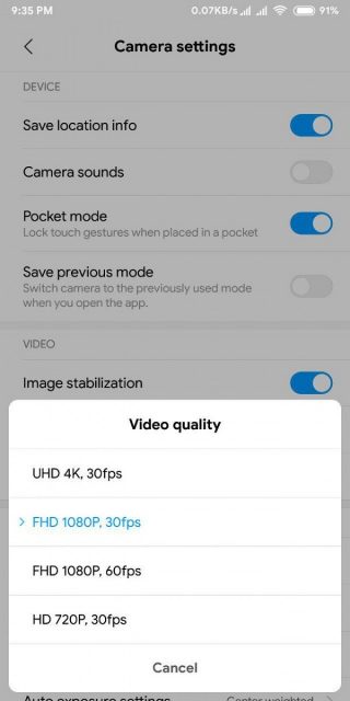 Xiaomi Redmi Note 5 Pro MIUI 10 Beta nagrywanie wideo 1080p 60 fps