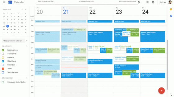 gmail panel szybkiego dostępu kalendarz doukmenty google
