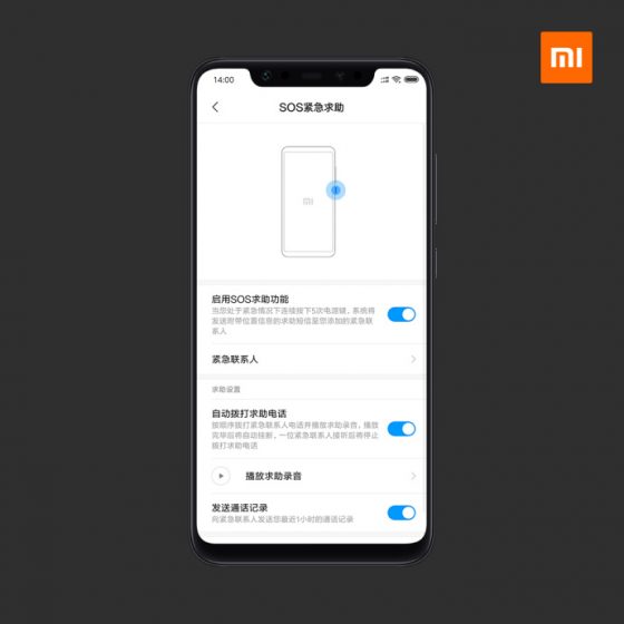Xiaomi MIUI 10 Developer funkcja SOS połączenie alarmowe