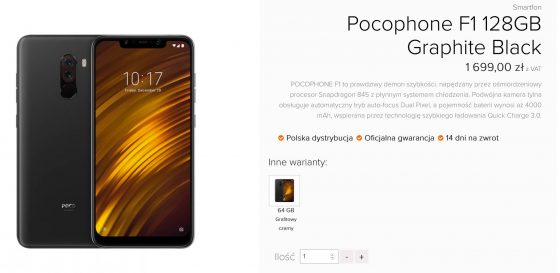 Xiaomi Pocophone F1 cena polska dystrybucja gdzie kupić w Polsce opinie