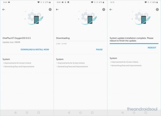 OnePlus 6T aktualizacja OxygenOS 9.0.5 poprawki Screen Unlock