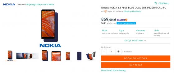 Nokia 3.1 Plus cena gdzie kupić najtaniej w Polsce opinie specyfikacja techniczna