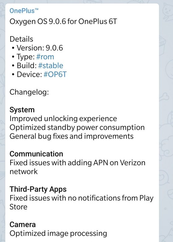 OnePlus 6T OxygenOS 9.0.6 aktualizacja