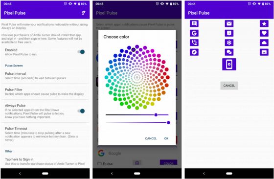 Aplikacja Pixel Pulse Beta Ambient Display powiadomienia dla OnePlus 6T dioda powiadomień