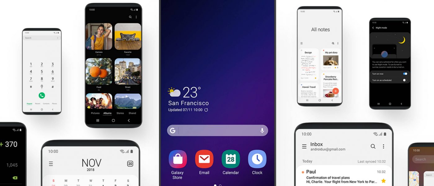 Samsung Galaxy F One UI Infinity Flex składane smartfony ekrany SDC 2018 Android Pie beta dla Galaxy S9