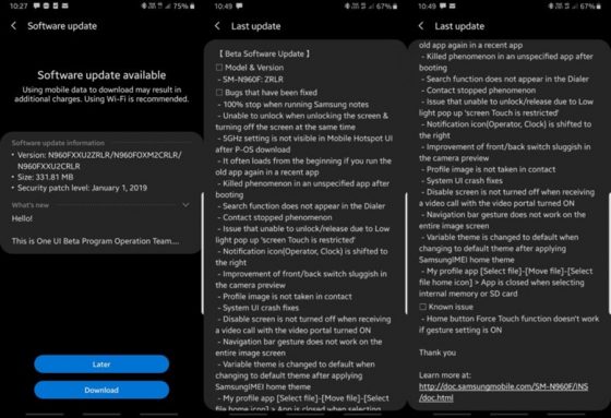 Samsung Galaxy Note 9 aktualizacja Android Pie beta One UI kiedy