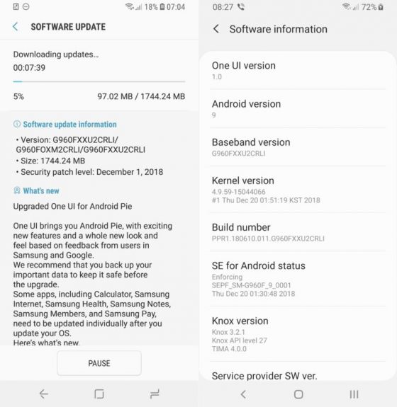 Samsung Galaxy S9 Plus finalny Android Pie z One UI aktualizacja