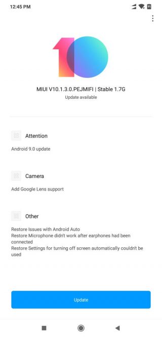 Xiaomi Pocophone F1 aktualizacja do Android Pie MIUI 10.1.3
