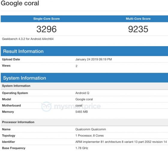 Google Pixel 4 Coral Geekbench Android Q kiedy premiera