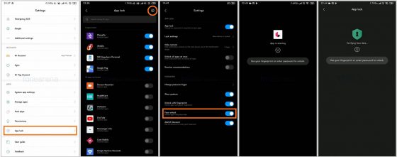 MIUI 10 Global 9.2.21 beta aplikacje Xiaomi Redmi Face Unlock App Lock