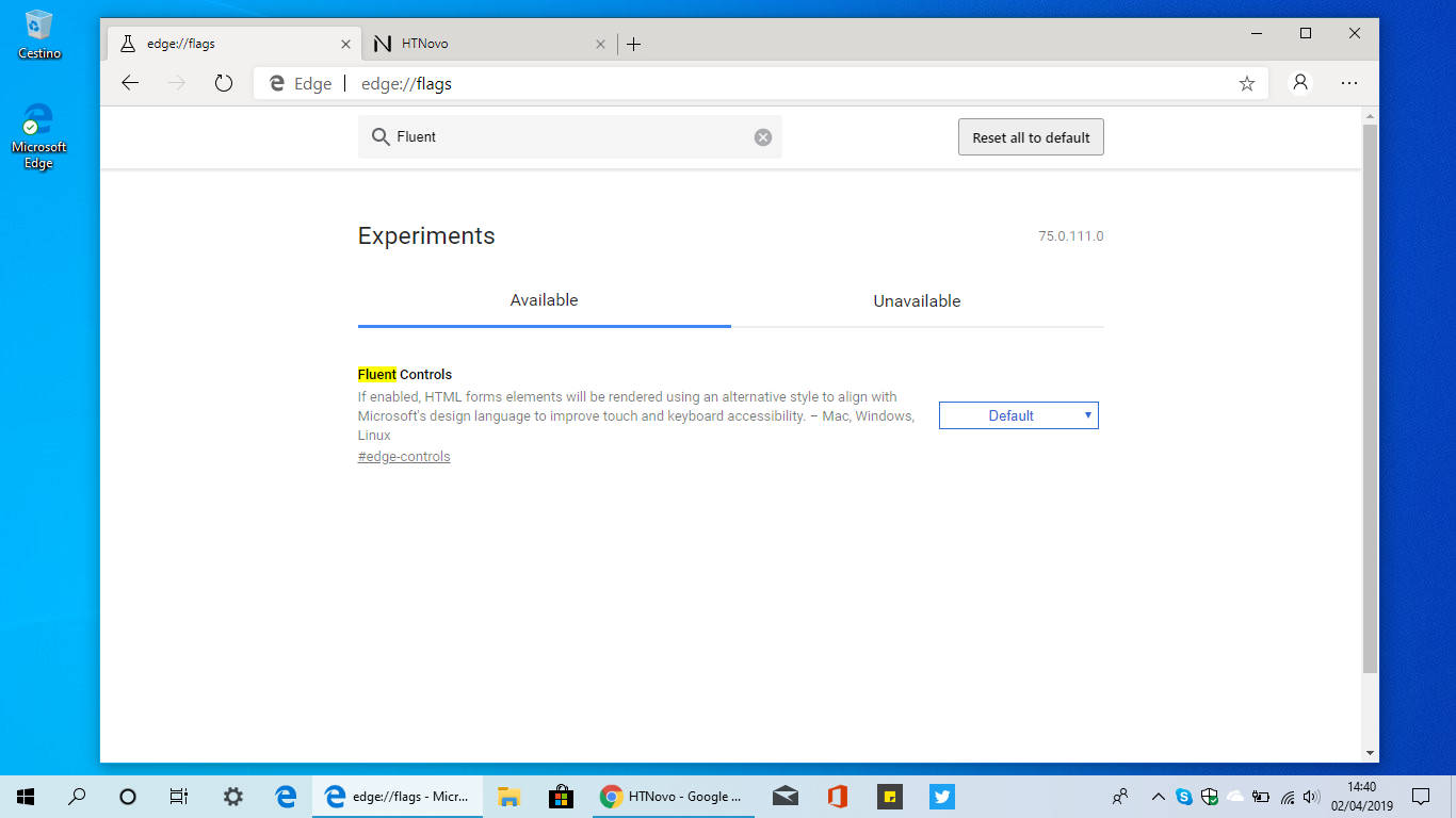 Przeglądarka Microsoft Edge Chromium Chrome Fluent Design z Windows 10