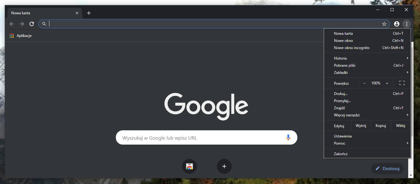 Google Chrome 74 dark mode dla Windows 10 czarny motywy tryb ciemny jak włączyć