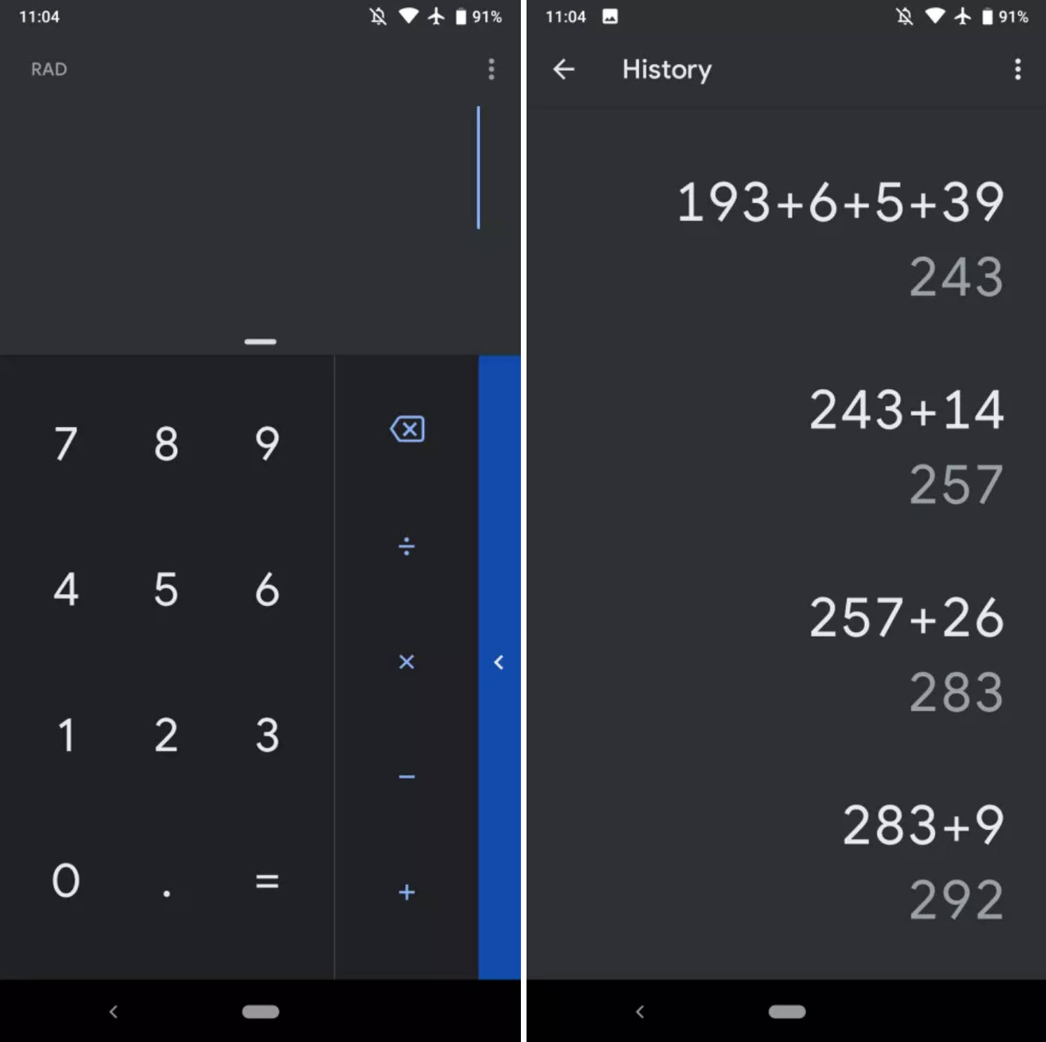 Kalkulator Google 7.6 dark mode tryb ciemny motyw jak włączyć android