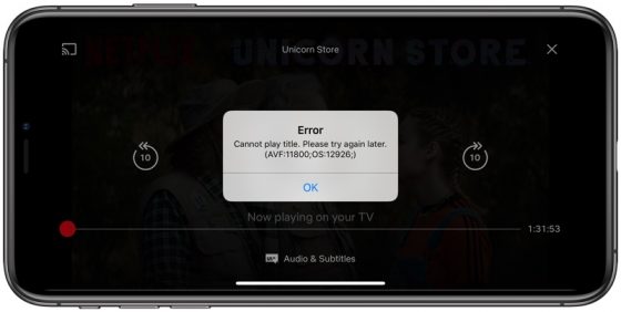 Netflix na iOS nez AirPlay Apple TV iPhone aplikacja problemy