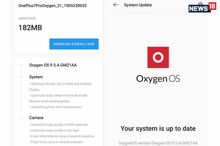 OnePlus 7 Pro aktualizacja OxygenOS 9.5.4
