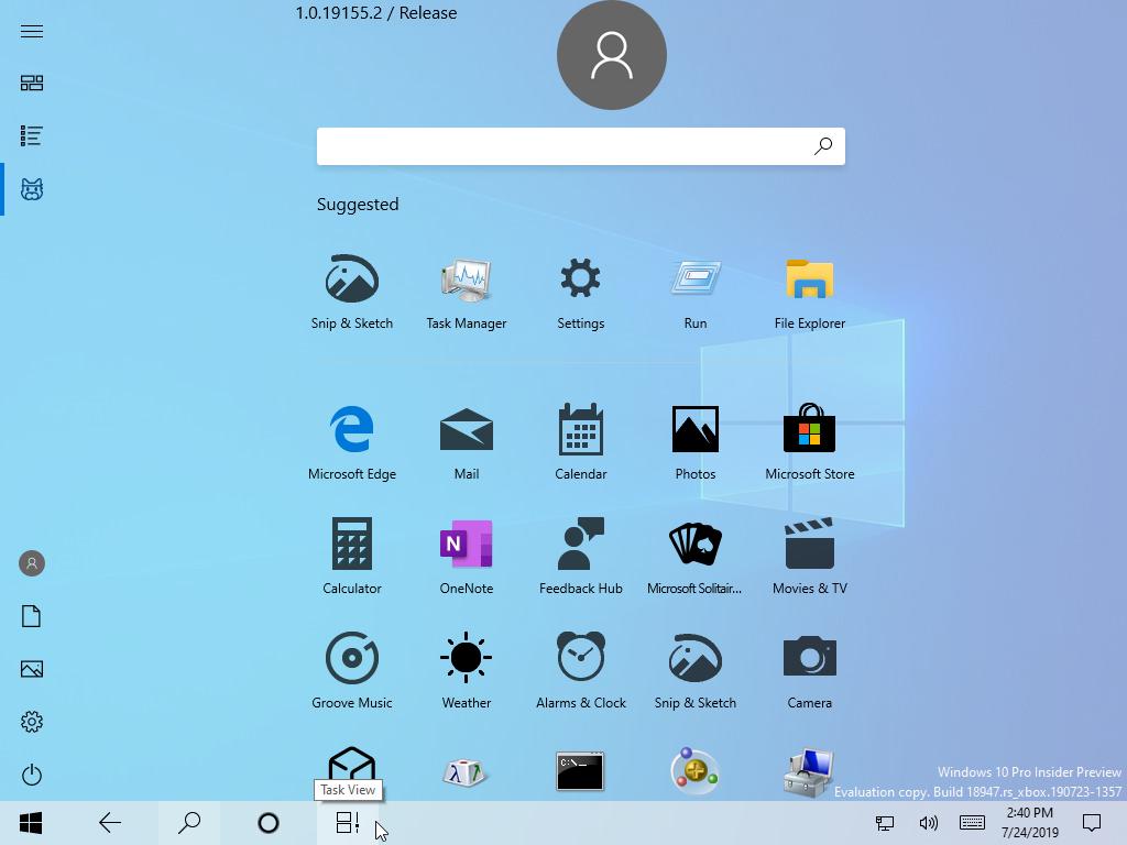 Windows 10 20H1 nowe menu Start wyciek Microsoft